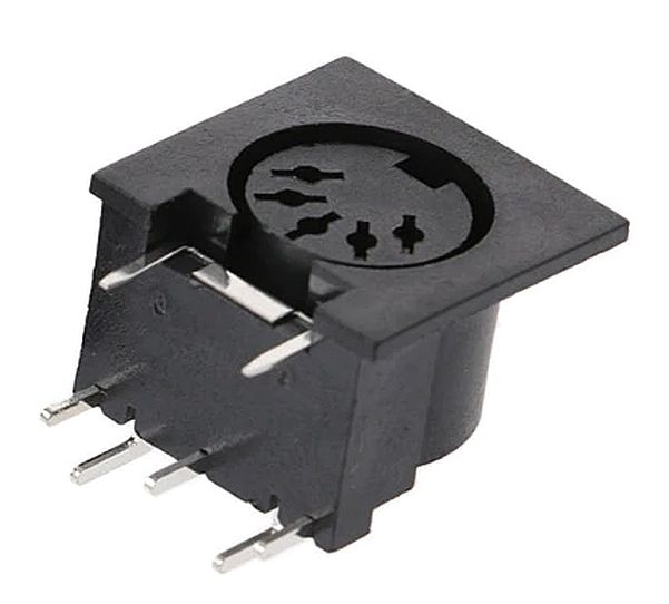 DIN-5 connector 180 graden female PCB zwart